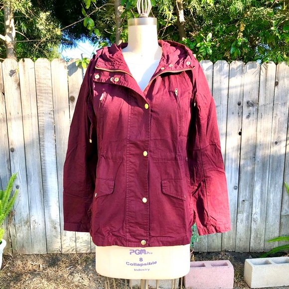 Burgundy Utility Hooded Jacket - Picture 4 of 6